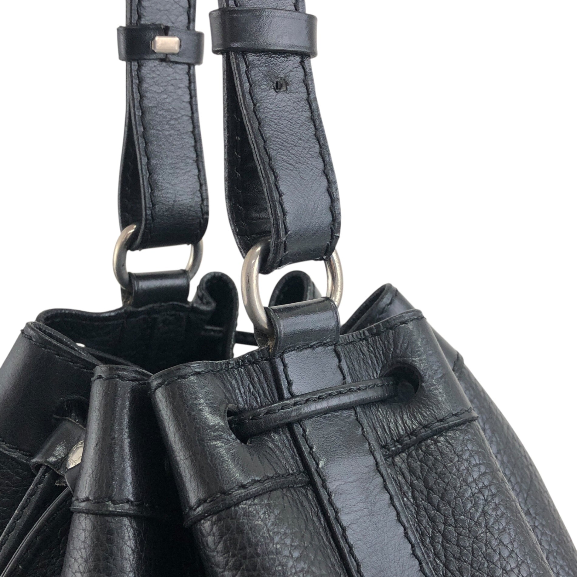CELINE Blason Drawstring Shoulder bag Black Vintage 2mfbtc