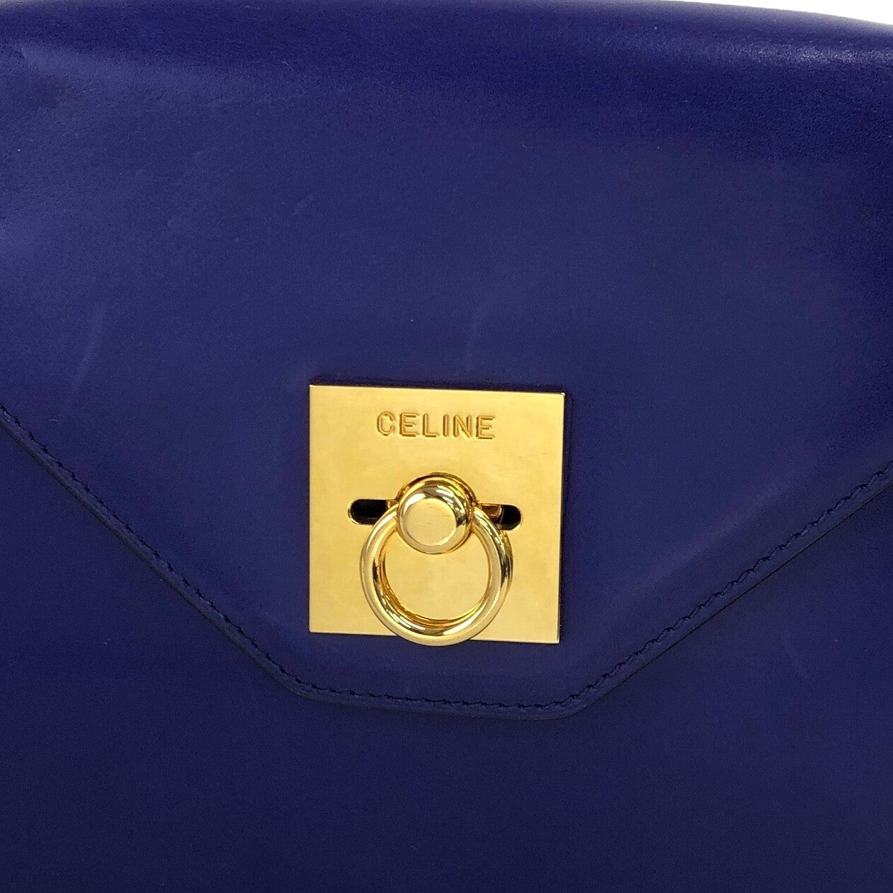 CELINE Gancini Chain Shoulder bag Blue Vintage ppdxph