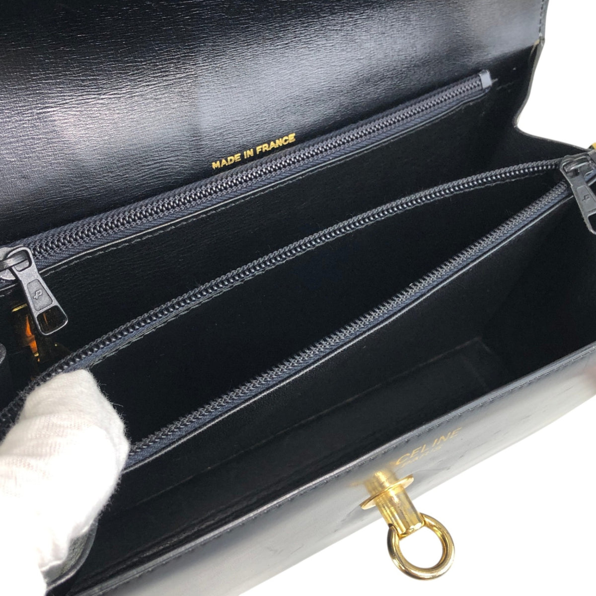 CELINE Gancini Shoulder bag Black Vintage gssz7x