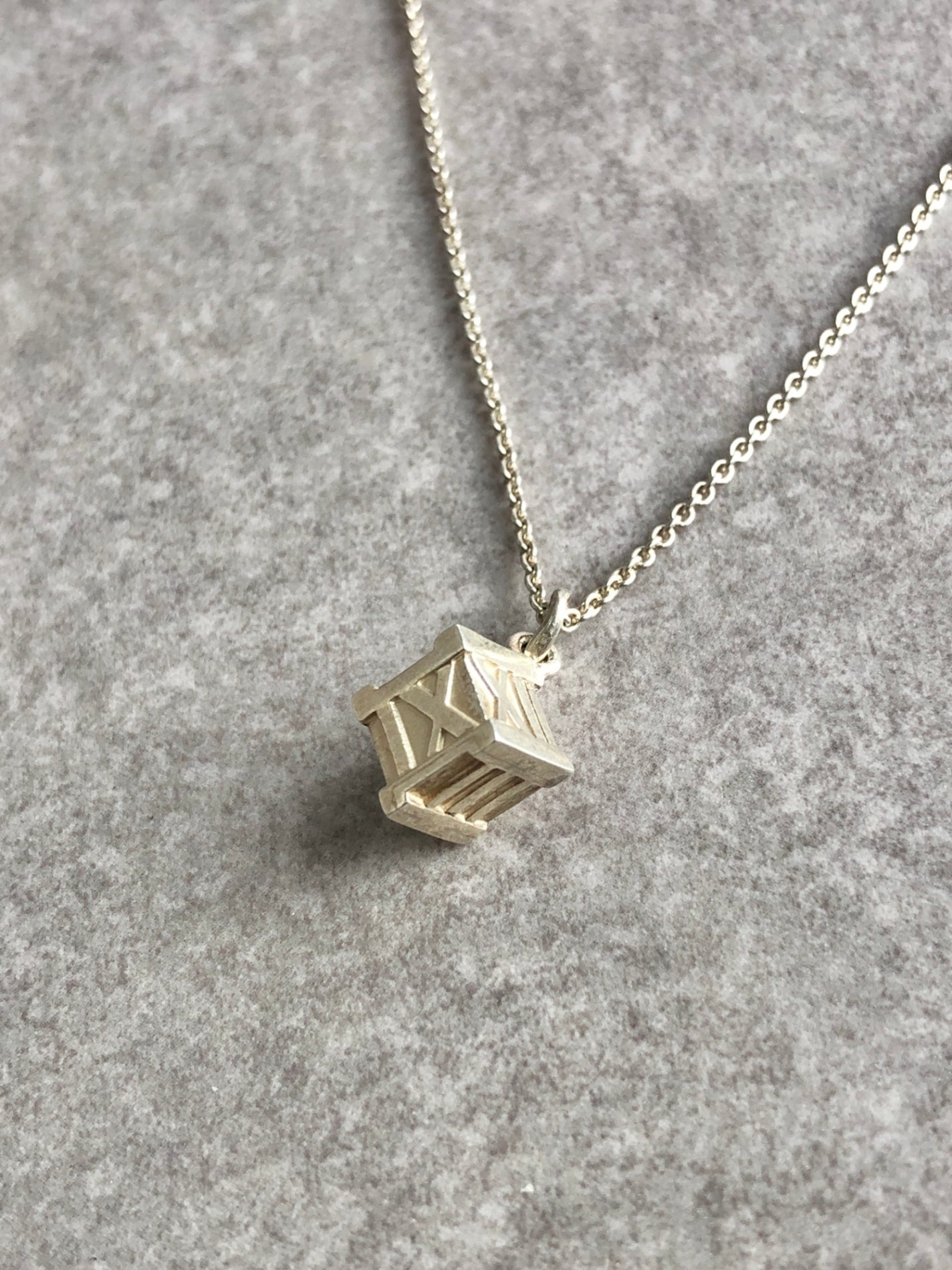 Tiffany & Co. Cube Motif Necklace Silver Vintage gt8wh5