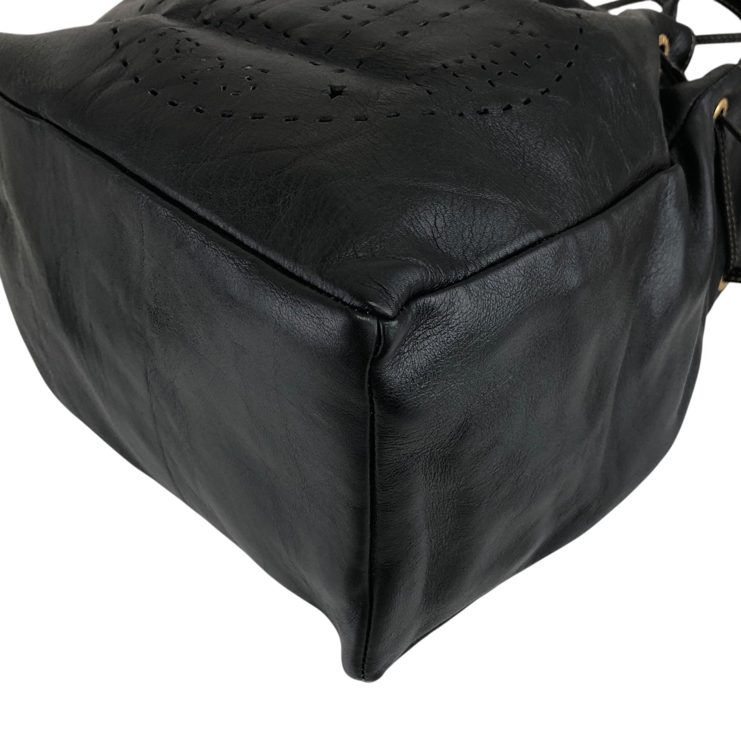 FENDI Logo Drawstring Shoulder bag Black Vintage 5bbkpm