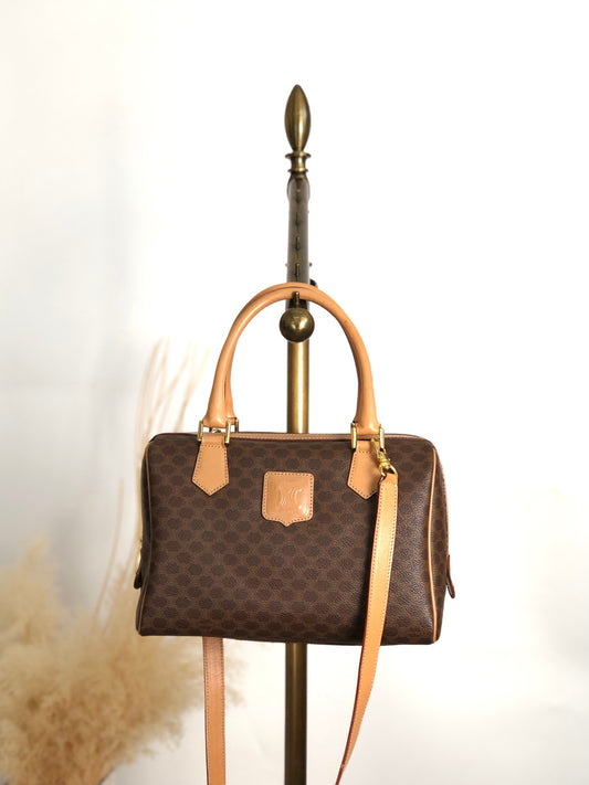 CELINE Macadam Blason Two-way Handbag Shoulder bag Brown Vintage h5nkpp