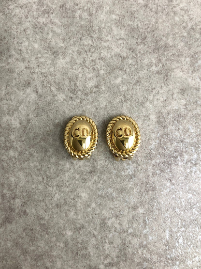 Christian Dior CD Logo Earrings Gold Vintage e3rwit