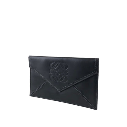 LOEWE Anagram Leather Clutch bag Black Vintage r5k67j