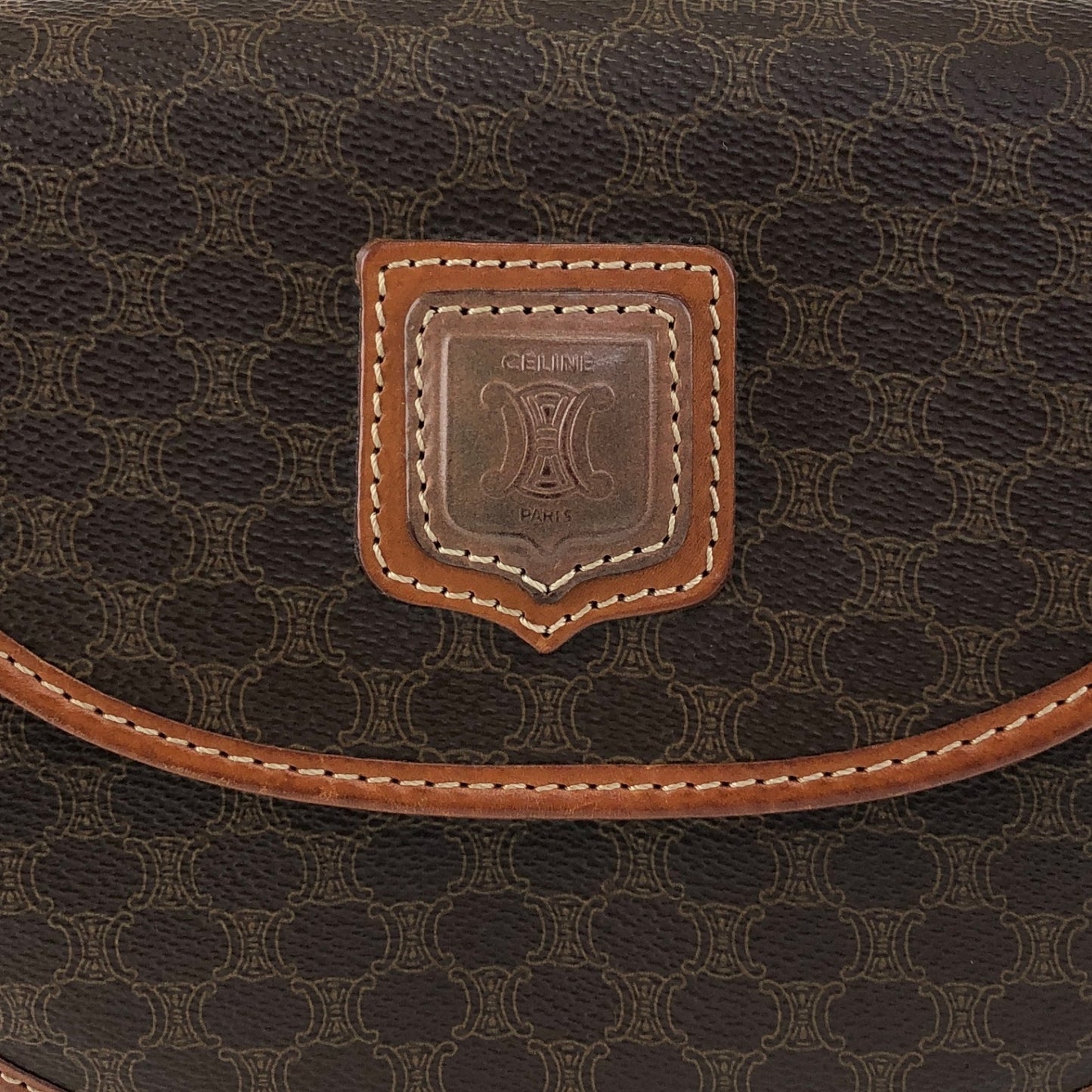 CELINE Macadam Blason Shoulder bag Brown Vintage ezwy2j
