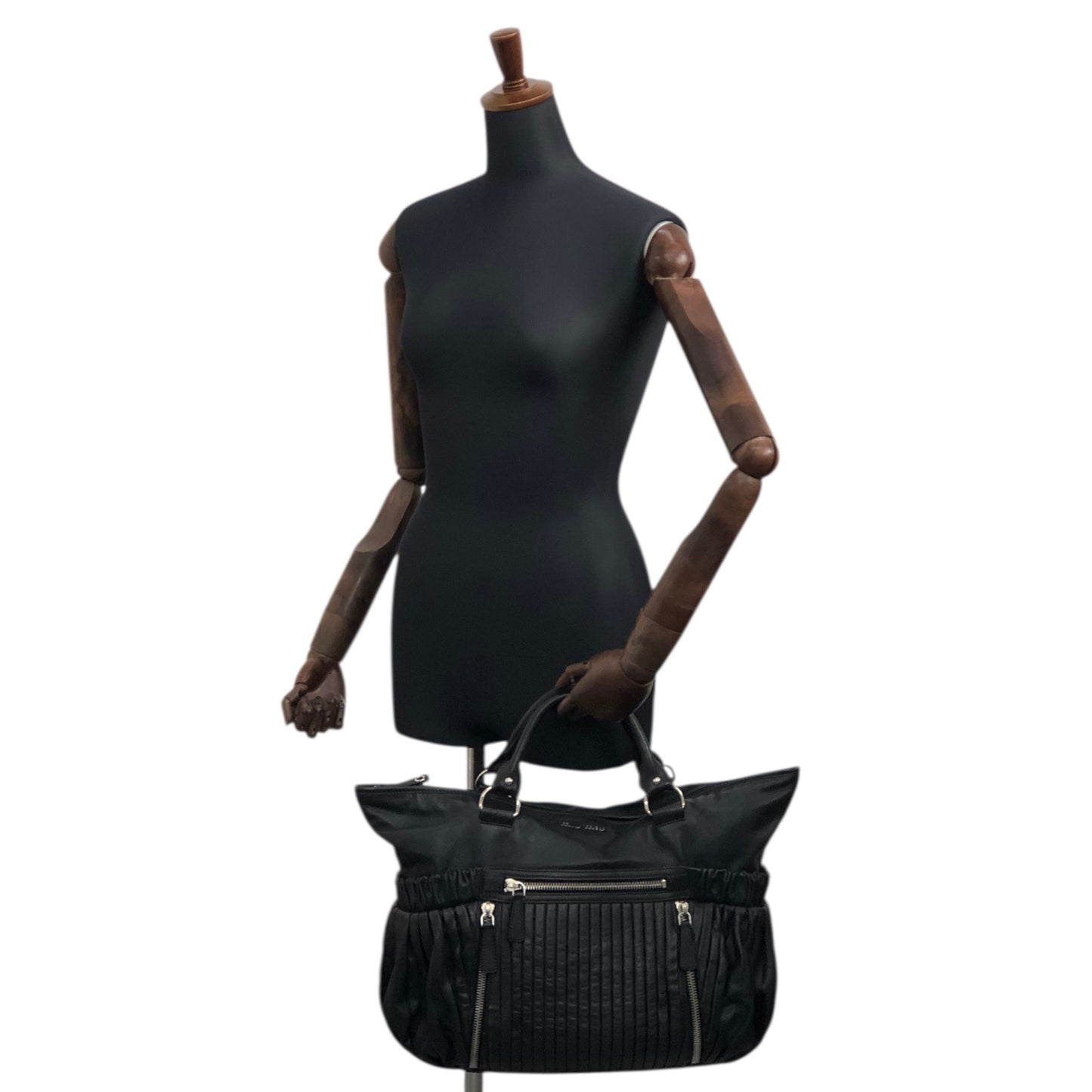 miumiu Front Zipper Handbag Totebag Black Vintage fx4ann