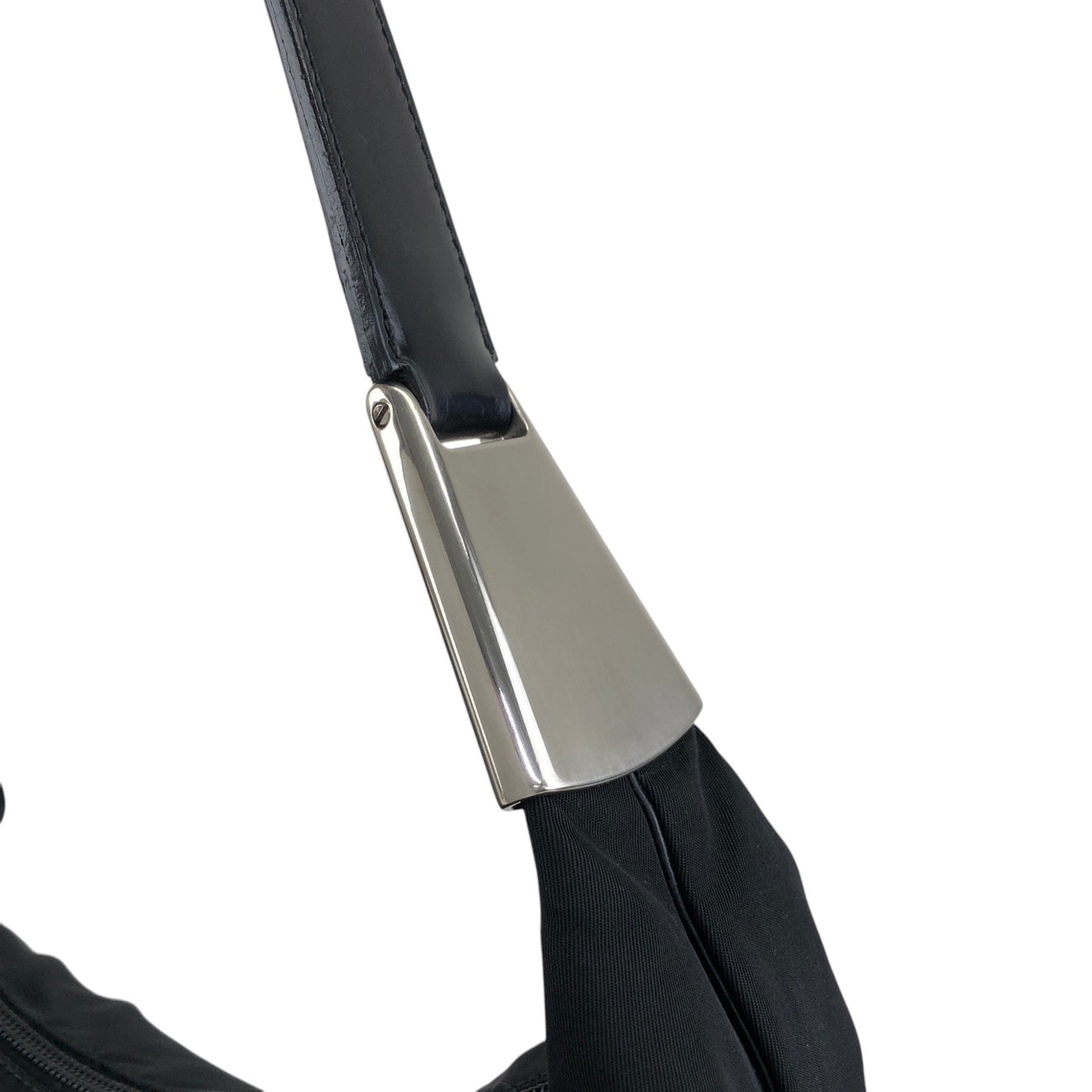 PRADA Logo Shoulder bag Black Vintage h6emcw