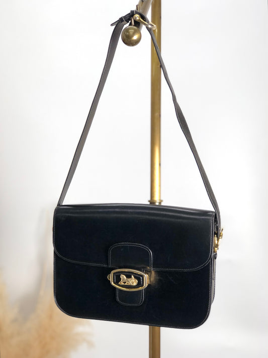 CELINE Horse Carriage Shoulder bag Black Vintage pupm4e