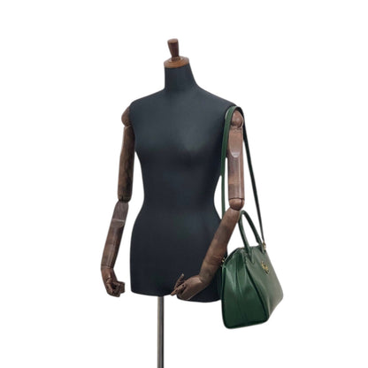 CELINE Circle Logo Two-way Handbag Shoulder bag Green Vintage 25jwbg