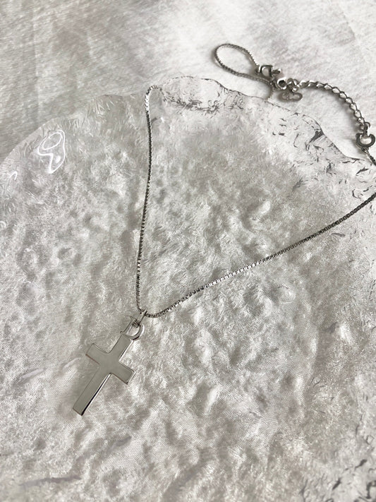 Christian Dior Cross Necklace Silver Vintage rxbzag