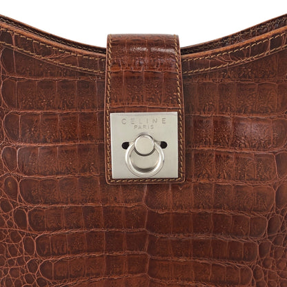 CELINE Gancini Shoulder bag Brown Vintage uh6ta4