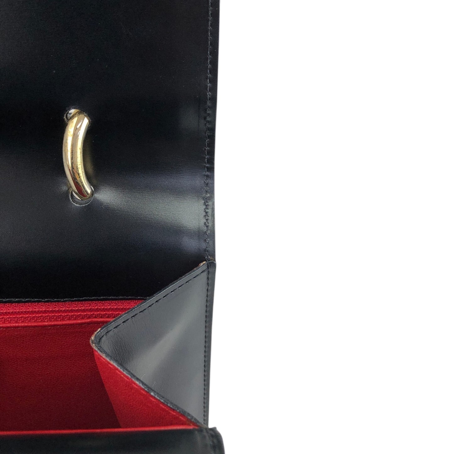 CELINE Double Flap Handbag Black Vintage teziwg