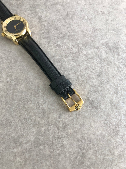 GUCCI Logo Quartz Watch Black×Gold Vintage zt6np6
