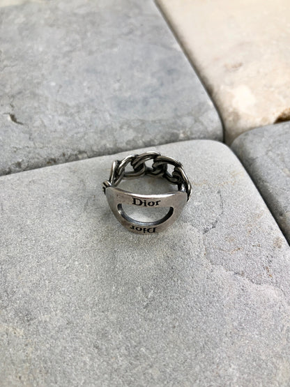 Christian Dior Logo Ring Silver Vintage ub6yse