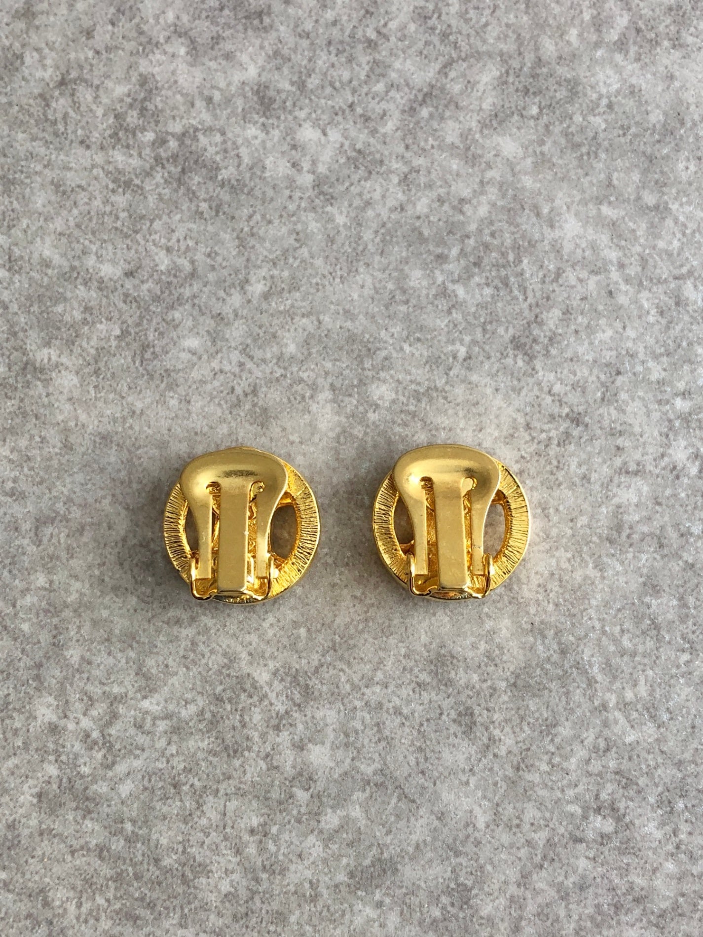 CELINE Blason Earrings Gold Vintage wi7hxx
