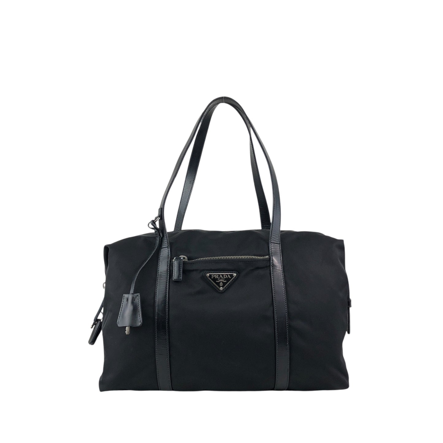 PRADA Tessuto Triangle Logo Padlock Totebag Black Vintage cfbs7r