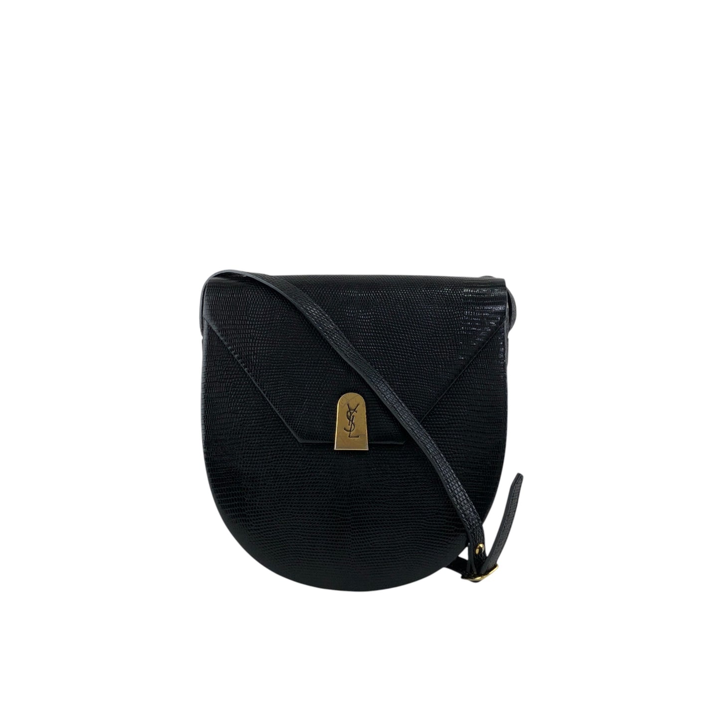 Yves Saint Laurent YSL Logo Shoulder bag Black Vintage 5hfhbh