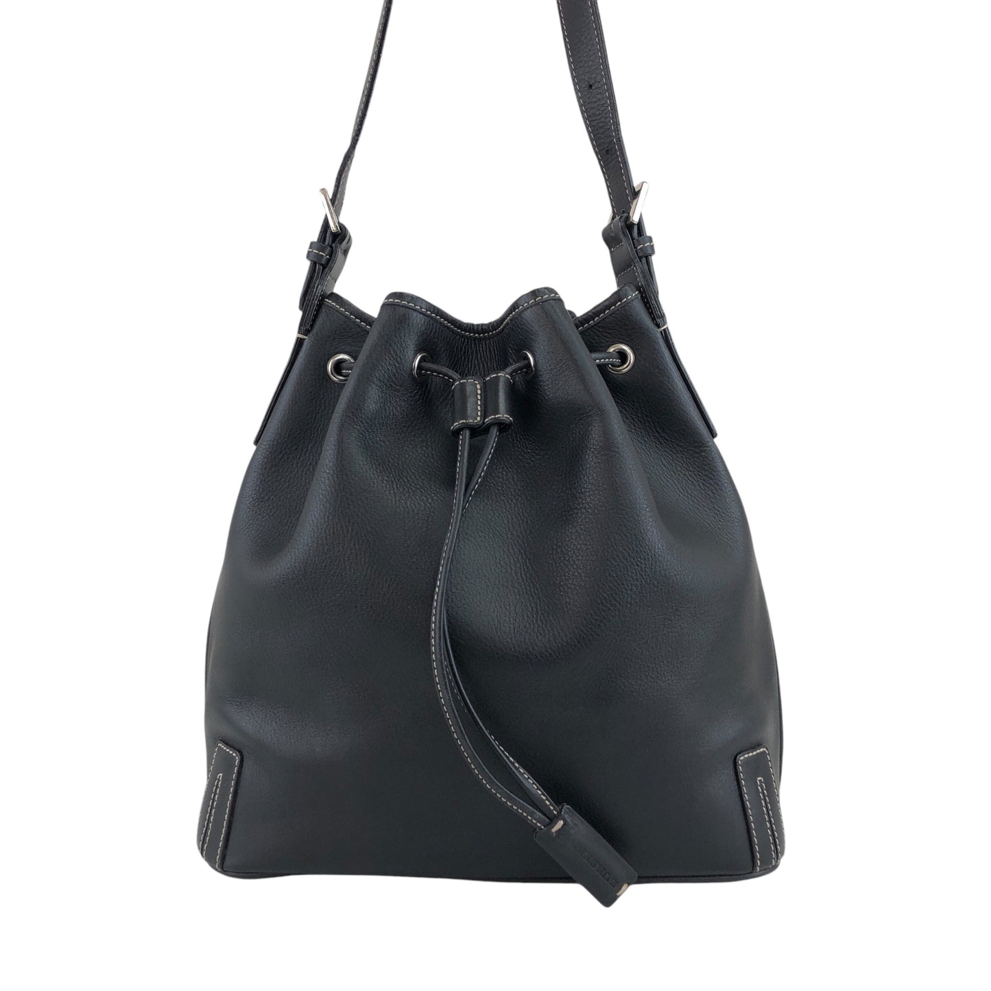 BURBERRY Nova Check Drawstring Shoulder bag Black Vintage 4iaxcb