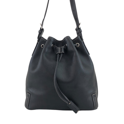 BURBERRY Nova Check Drawstring Shoulder bag Black Vintage 4iaxcb