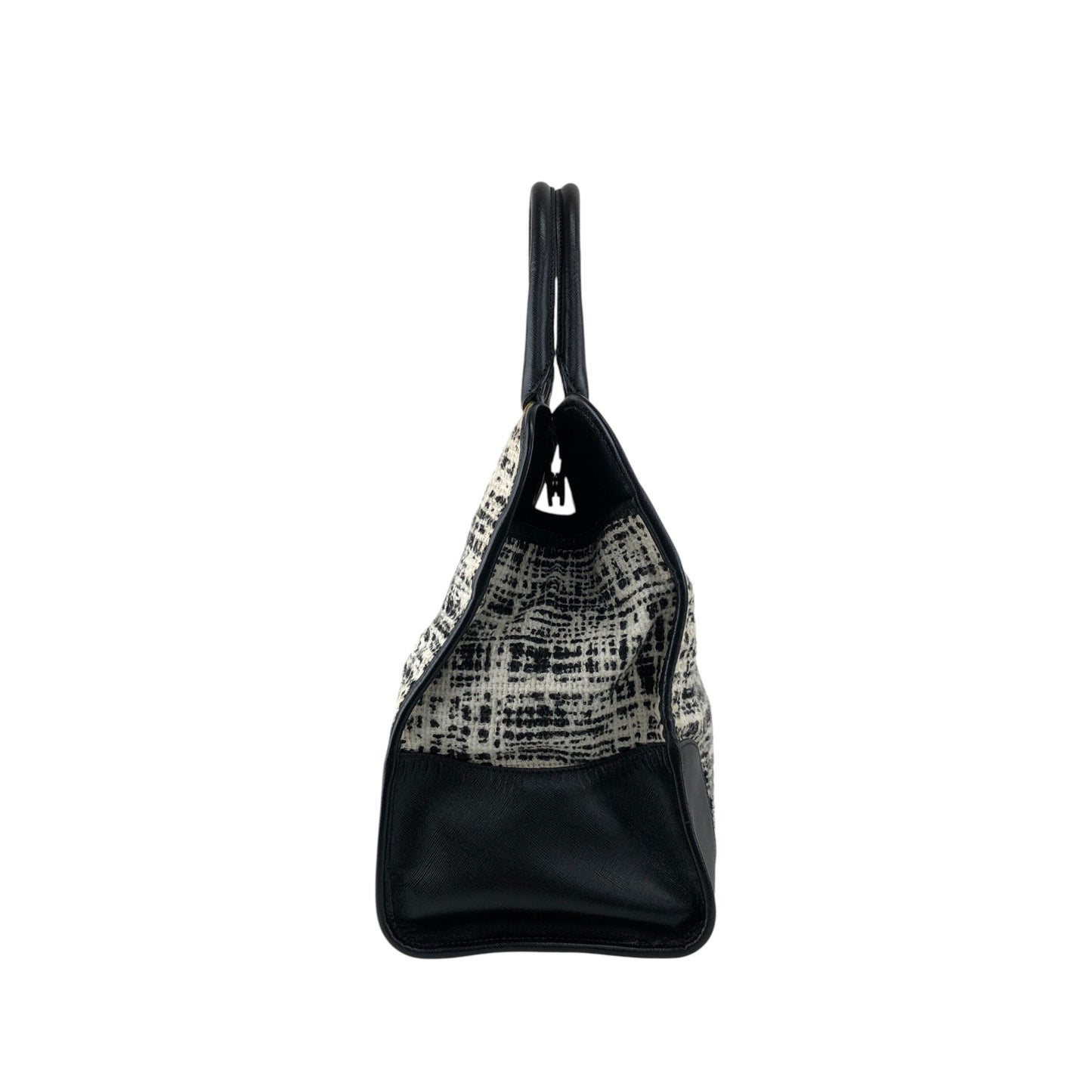 PRADA Triangle Logo Handbag White×Black Vintage xpzwfz