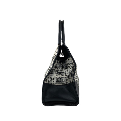 PRADA Triangle Logo Handbag White×Black Vintage xpzwfz