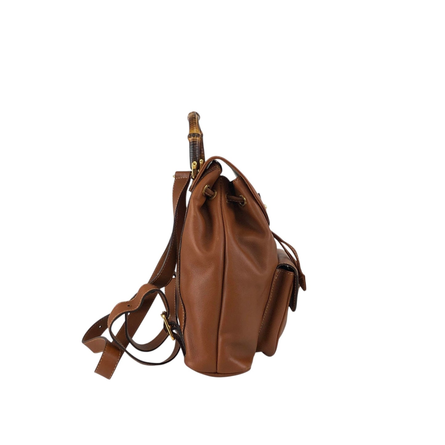 GUCCI Bamboo Front Pocket Backpack Brown Vintage jfzn8g