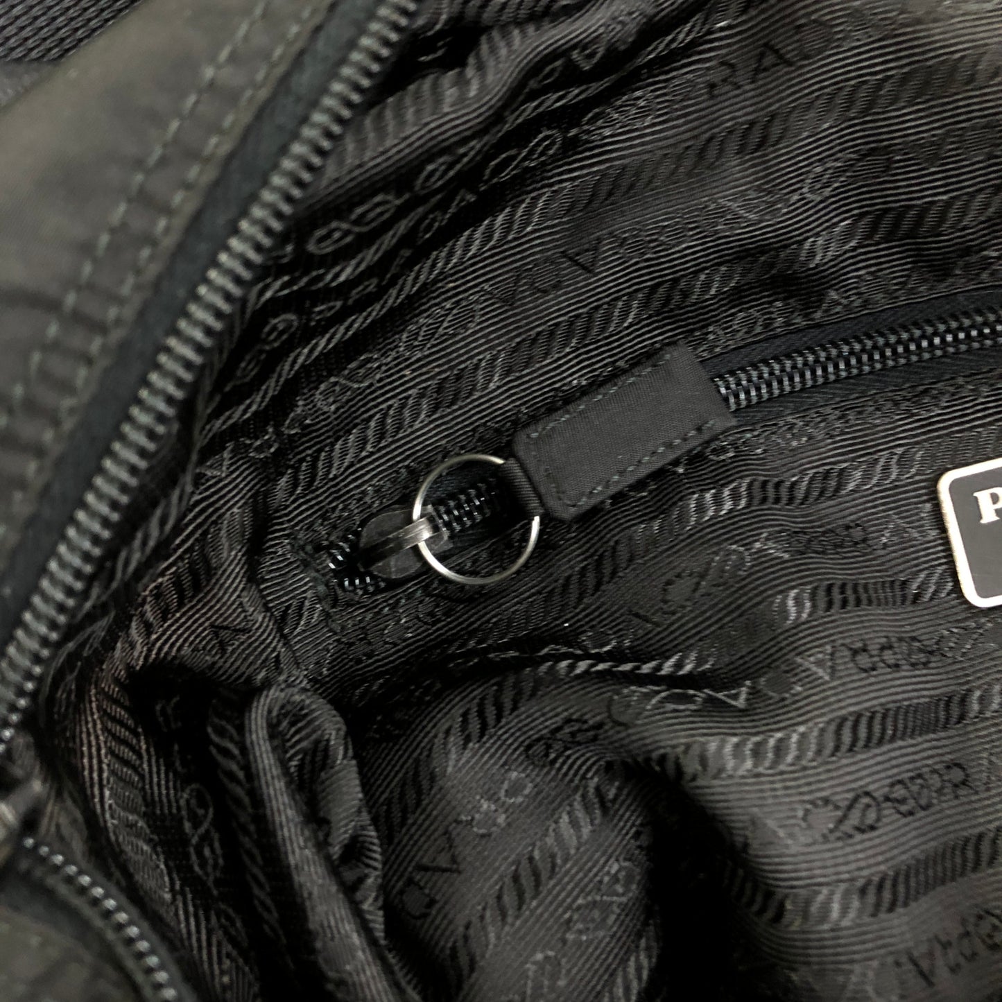 PRADA Tessuto Triangle Logo Totebag Black Vintage f5d8z2