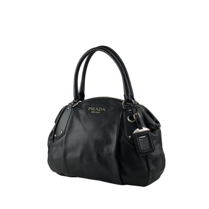 PRADA Logo Handbag Black Vintage w6ty5k