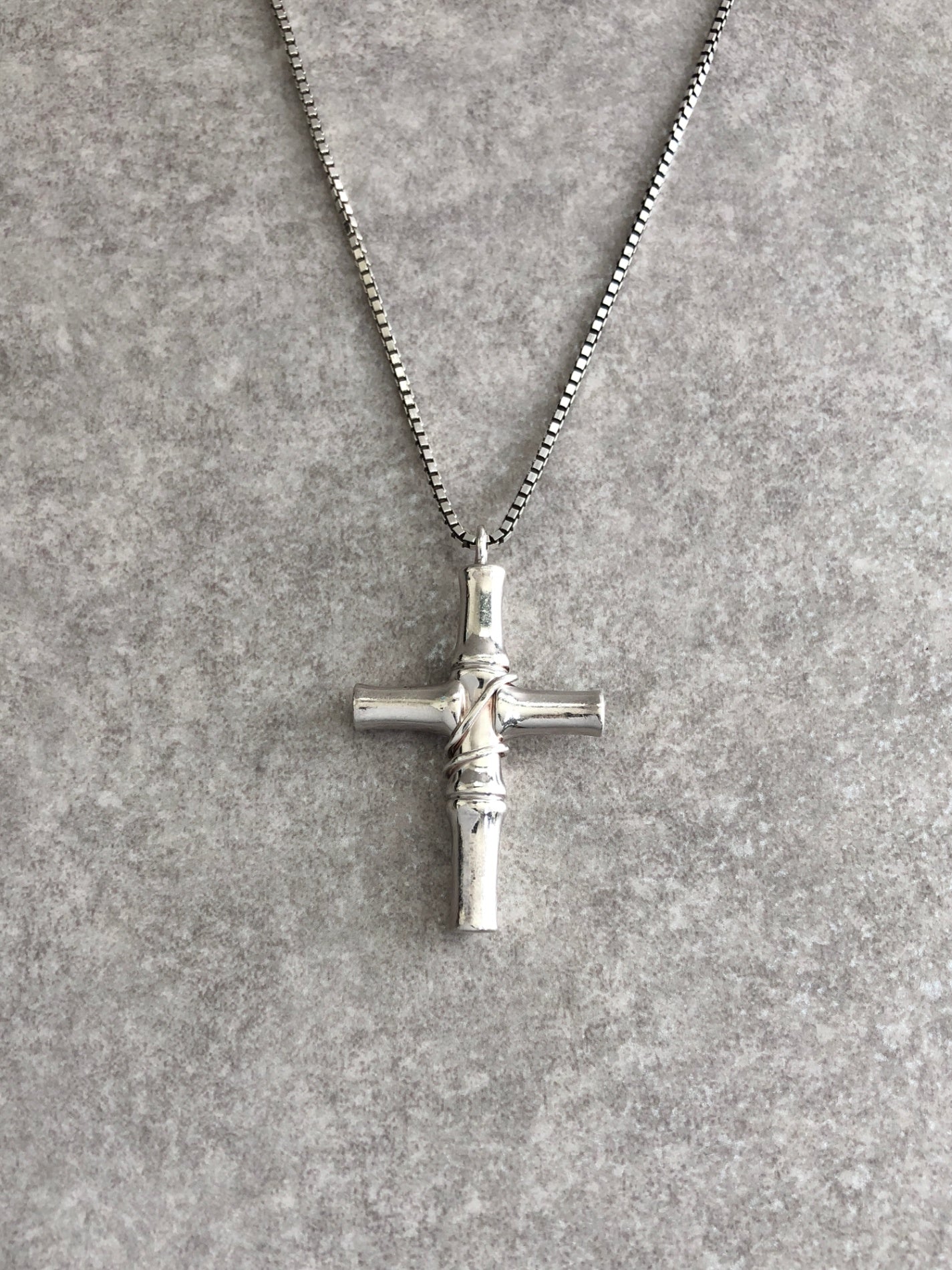 GUCCI Bamboo Cross Motif SILVER925 Necklace Silver Vintage 2rvcss