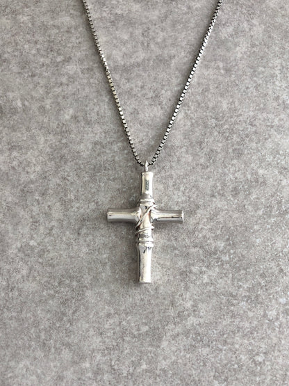 GUCCI Bamboo Cross Motif SILVER925 Necklace Silver Vintage 2rvcss