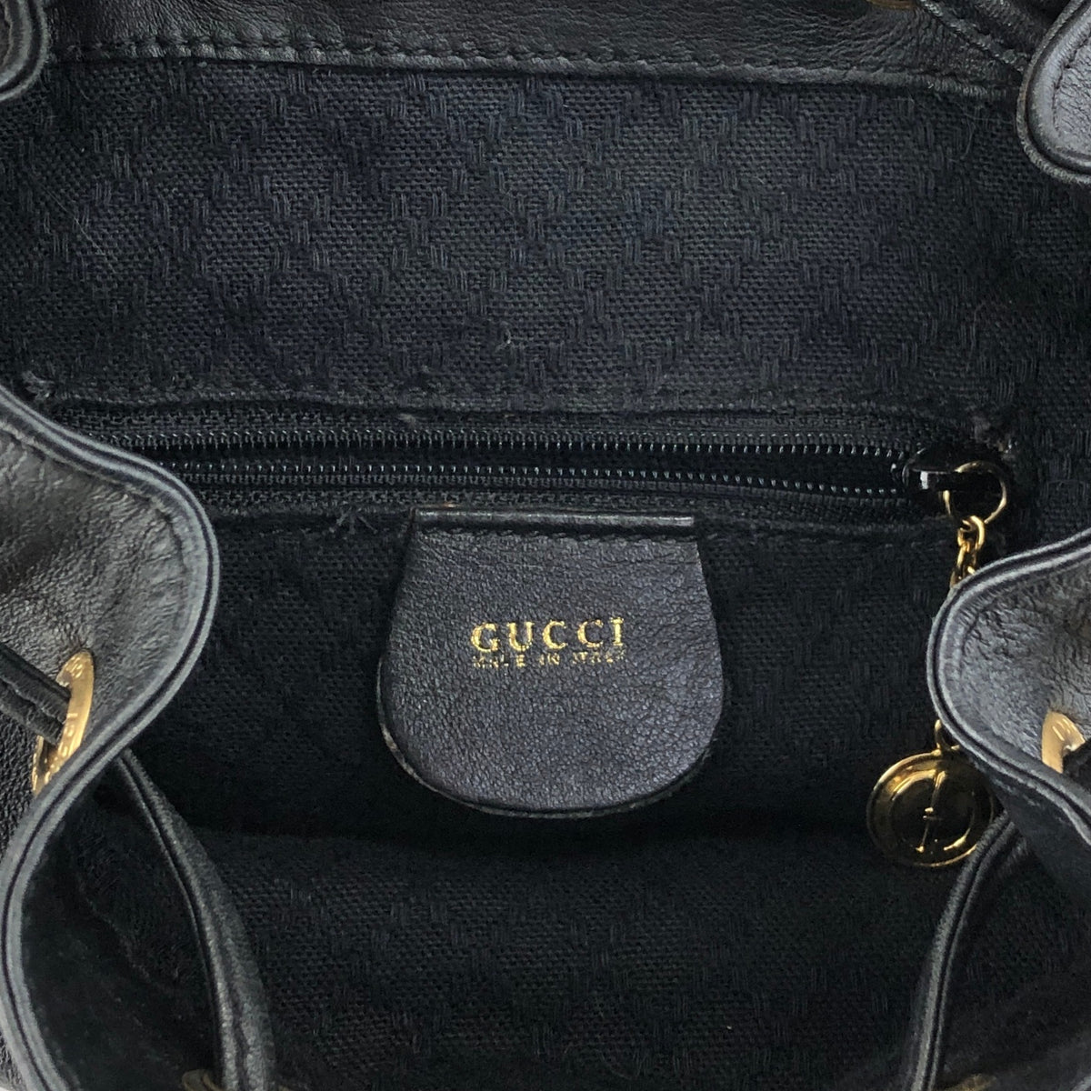 GUCCI Bamboo Front Pocket Backpack Black Vintage f7grwk