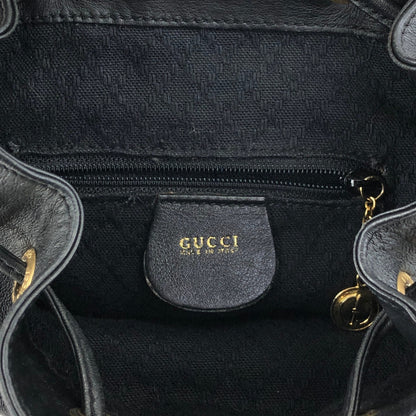 GUCCI Bamboo Front Pocket Backpack Black Vintage f7grwk