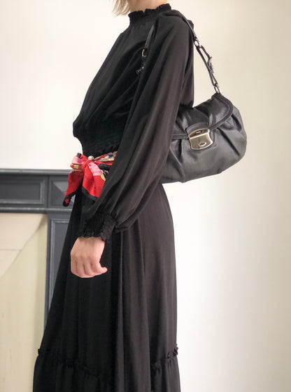 PRADA Logo Front Buckle Shoulder bag Black Vintage 4b8iuy