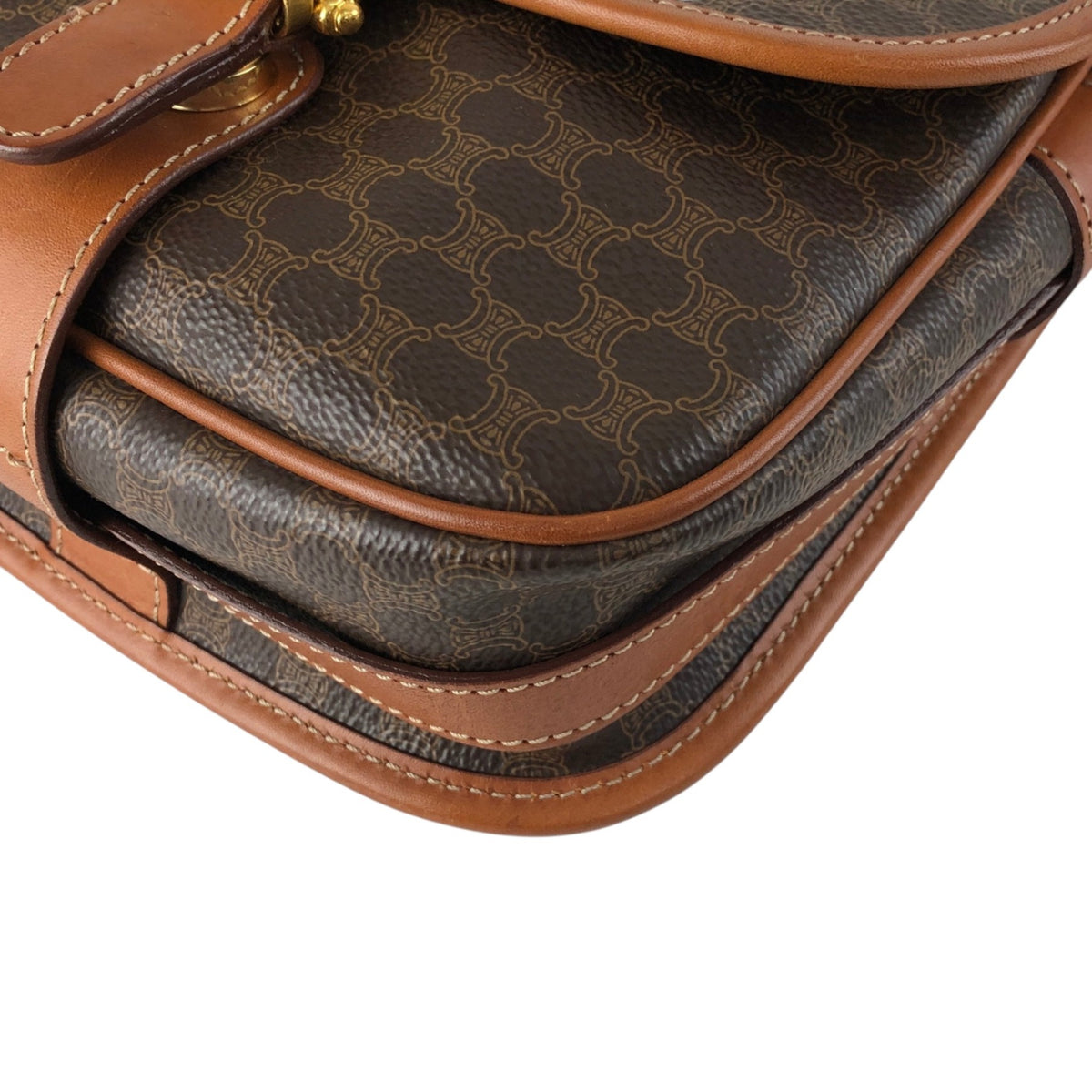 CELINE Macadam Blason Front Buckle Shoulder bag Brown Vintage need42