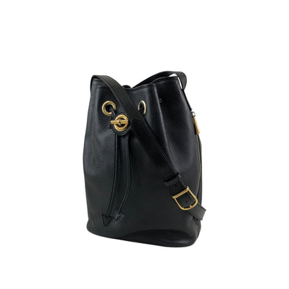 CELINE Toggle Clasp Drawstring Shoulder bag Black Vintage mgyxeh