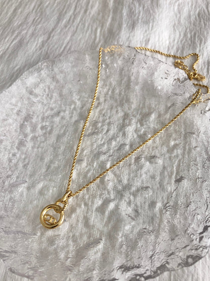 Christian Dior CD Logo Necklace Gold Vintage gsh6yh