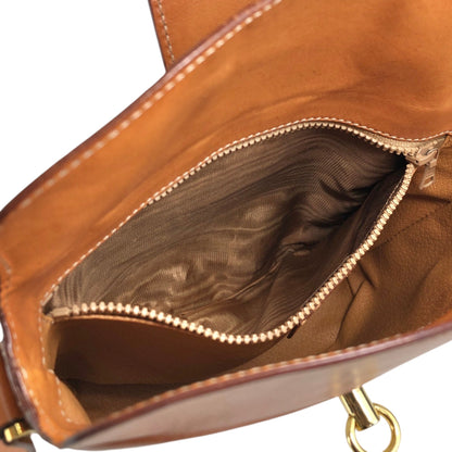 CELINE Macadam Gancini Shoulder bag White×Brown Vintage gt3h8m