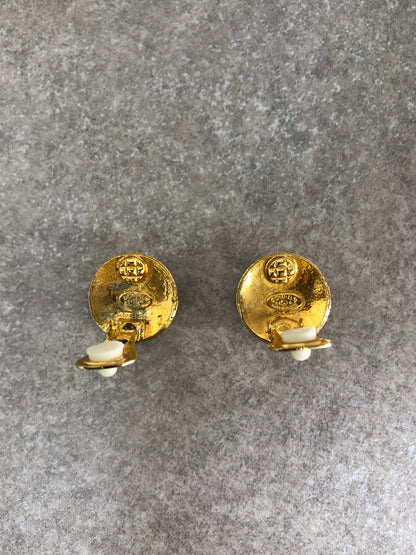 CHANEL Coco Mark Earrings Gold Vintage m28fxa