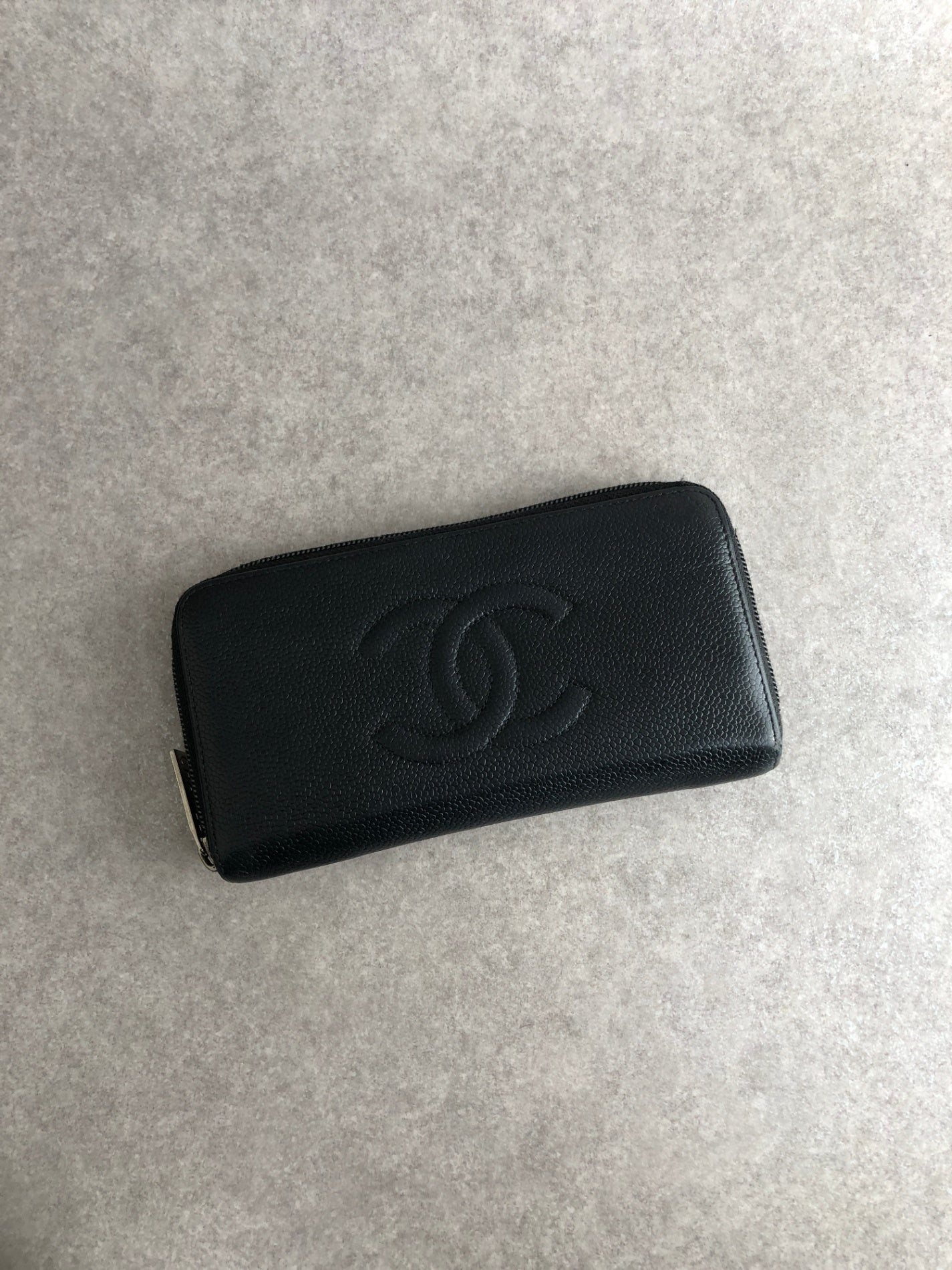 CHANEL Coco Mark Long Wallet Black Vintage cvjxwf