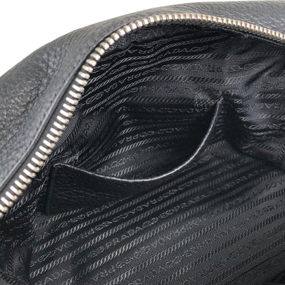 PRADA Logo Embossed Small Boston bag Handbag Black Vintage 2nb76v