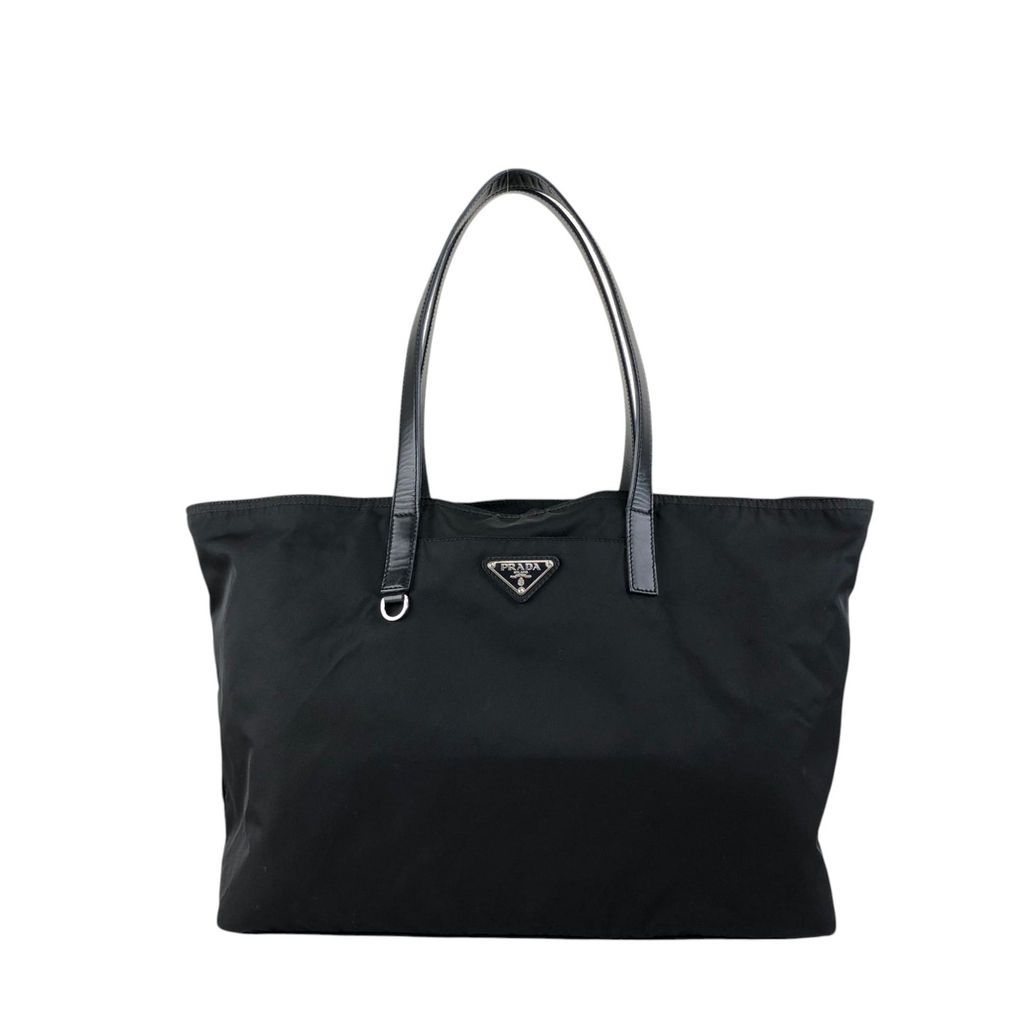 PRADA Tessuto Triangle Logo Totebag Black Vintage naaxd3
