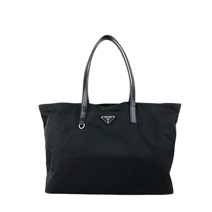 PRADA Tessuto Triangle Logo Totebag Black Vintage naaxd3