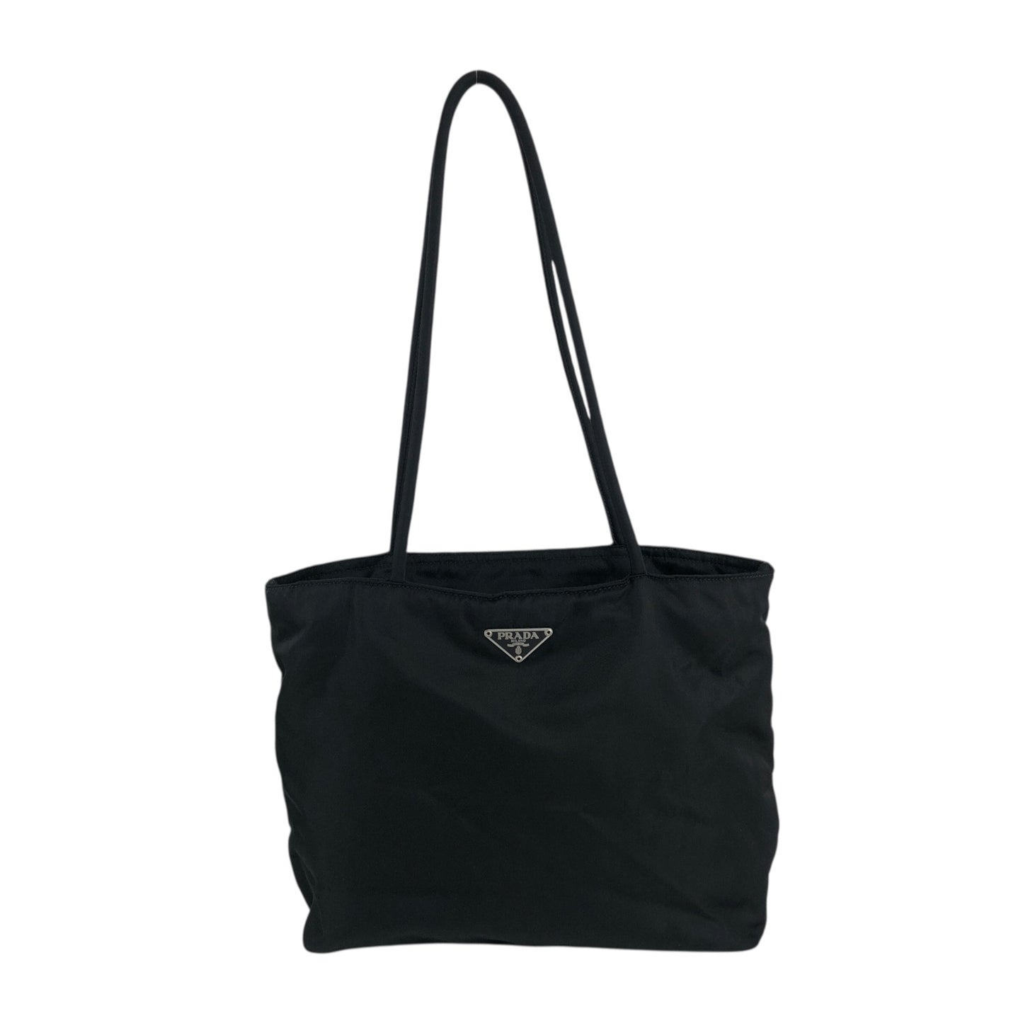 PRADA Tessuto Triangle Logo Totebag Black Vintage jztkxu