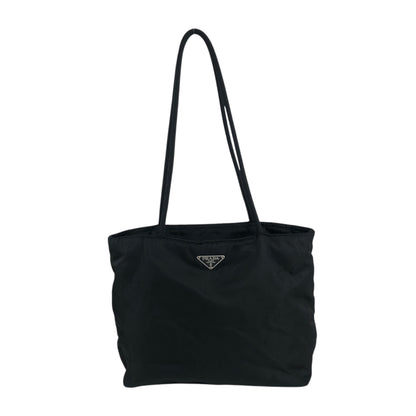 PRADA Tessuto Triangle Logo Totebag Black Vintage jztkxu