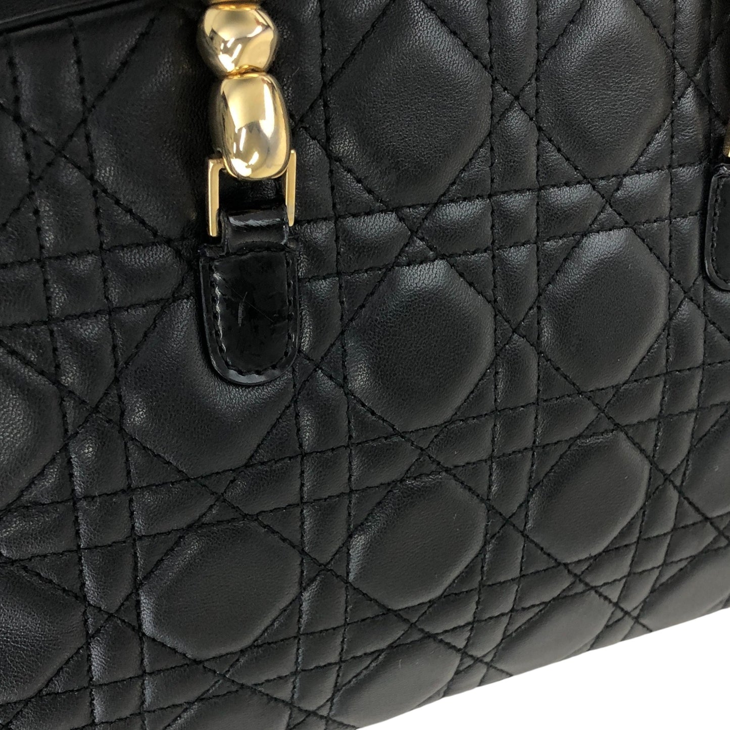 Christian Dior Cannage Small Boston bag Handbag Black Vintage ffmc6u