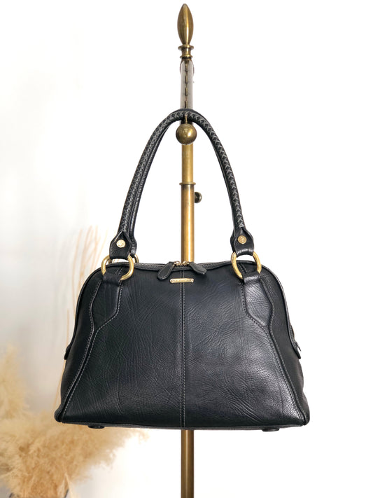 CELINE Logo Small Boston bag Handbag Black Vintage gh4sw6