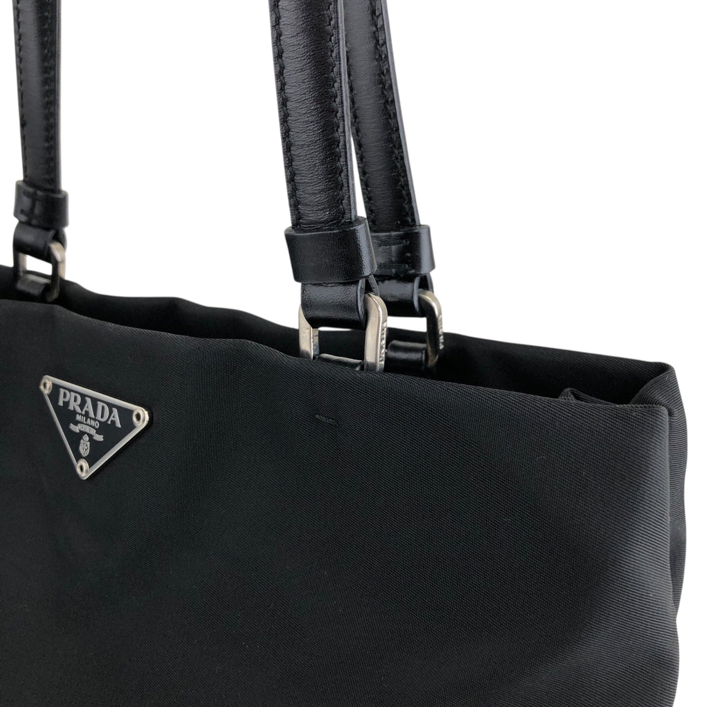 PRADA Tessuto Triangle Logo Totebag Black Vintage x4un45