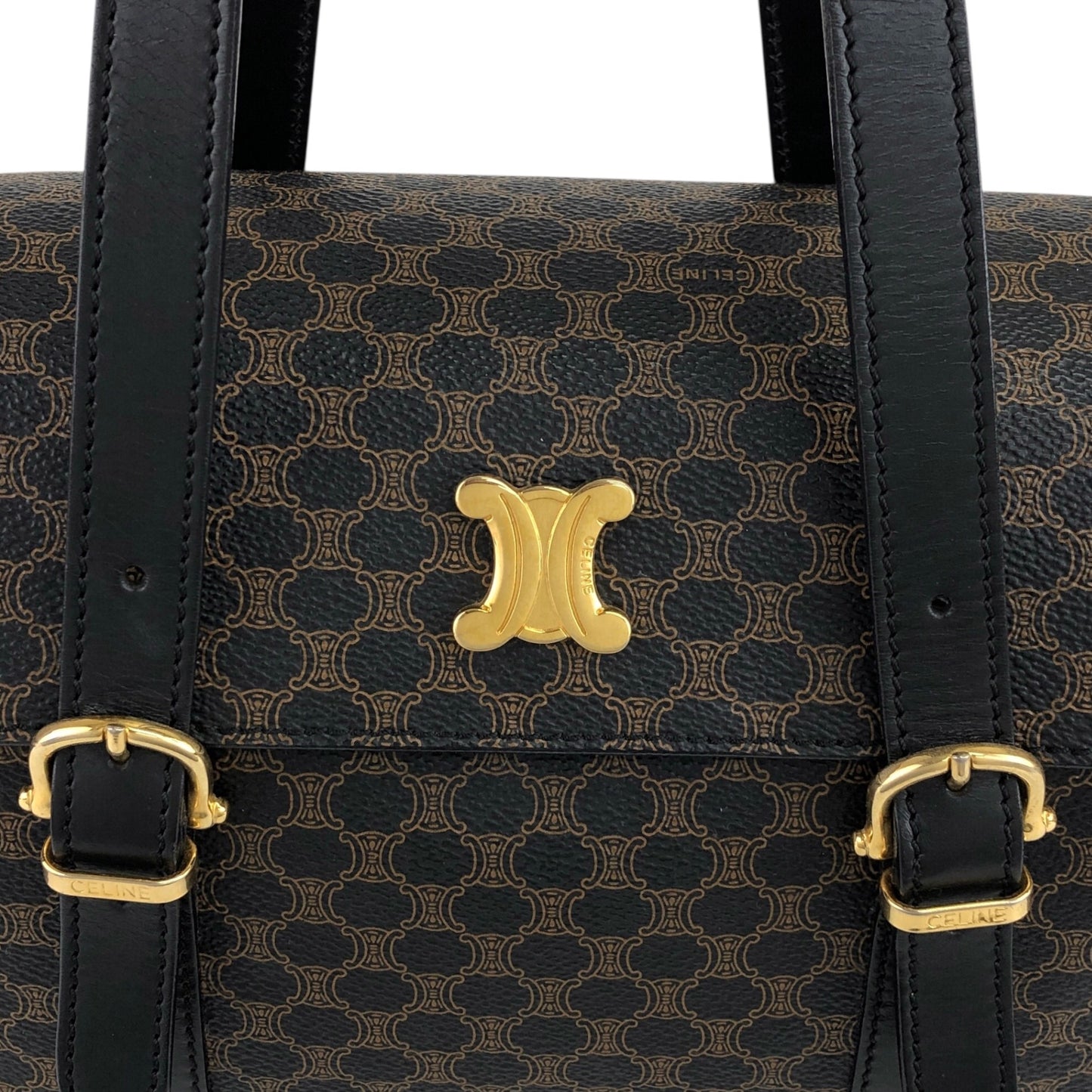 CELINE Macadam Handbag Vanity bag Black Vintage c64kav