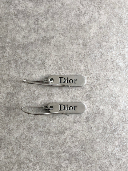 Christian Dior Logo Pierced Silver Vintage df243r