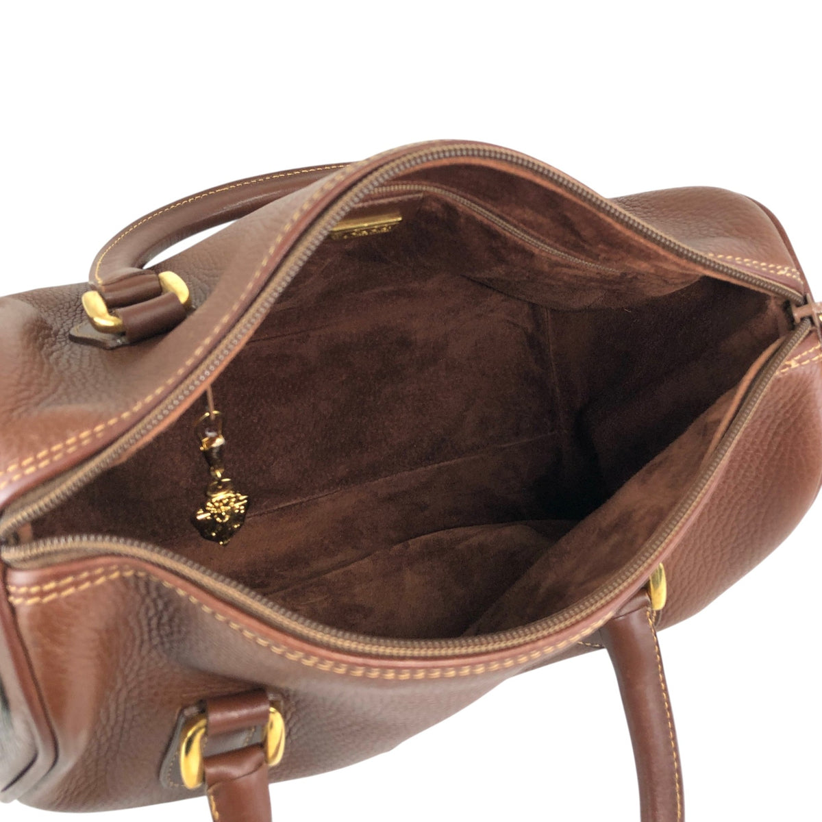 GUCCI Logo Embossed Small Boston bag Handbag Brown Vintage tpnfiv